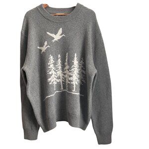 Woolrich Target Womens Forest Graphic Crewneck Sweater Size XL Cabin Cozy Outdoo